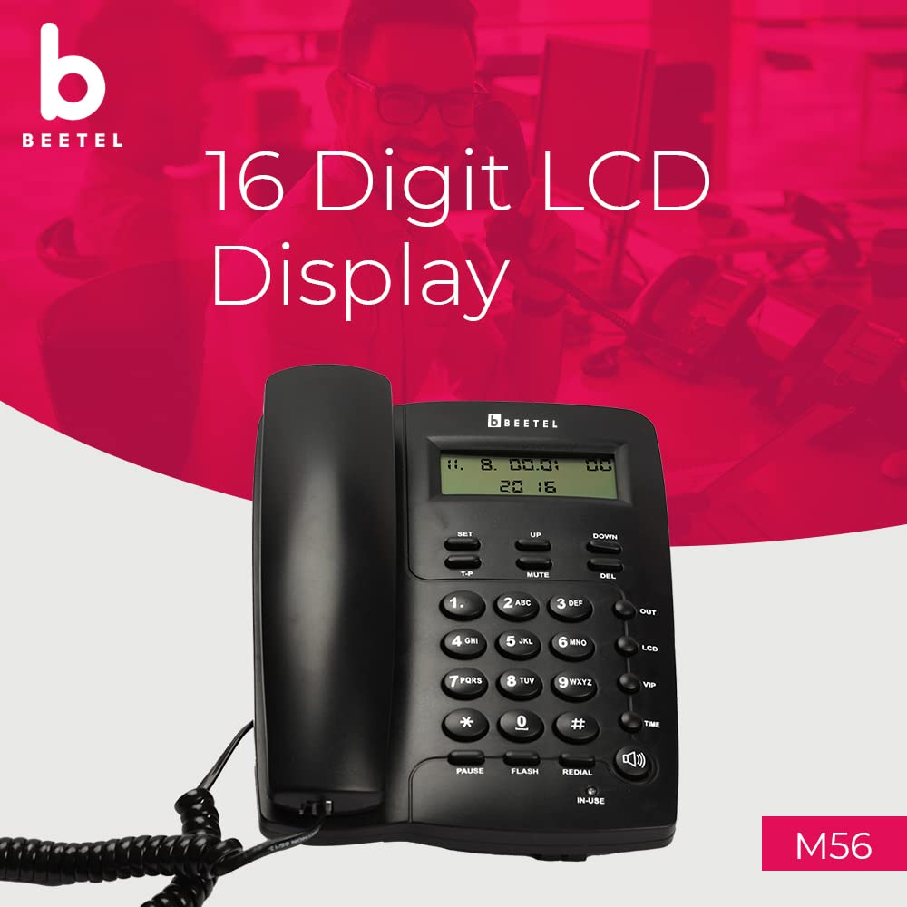Beetel M56 | Caller ID Corded Telephone with Speakerphone - Desk / Wall mount