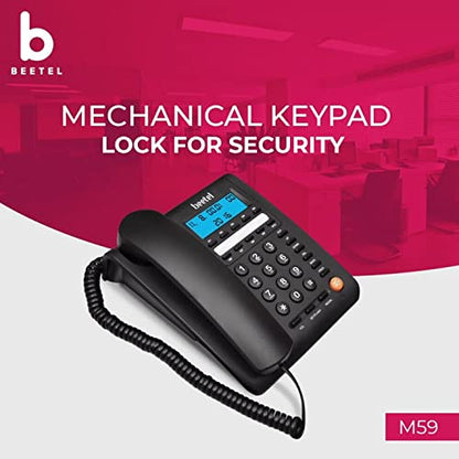 Beetel M59 | Caller ID Corded Telephone with Speakerphone - Desk / Wall mount