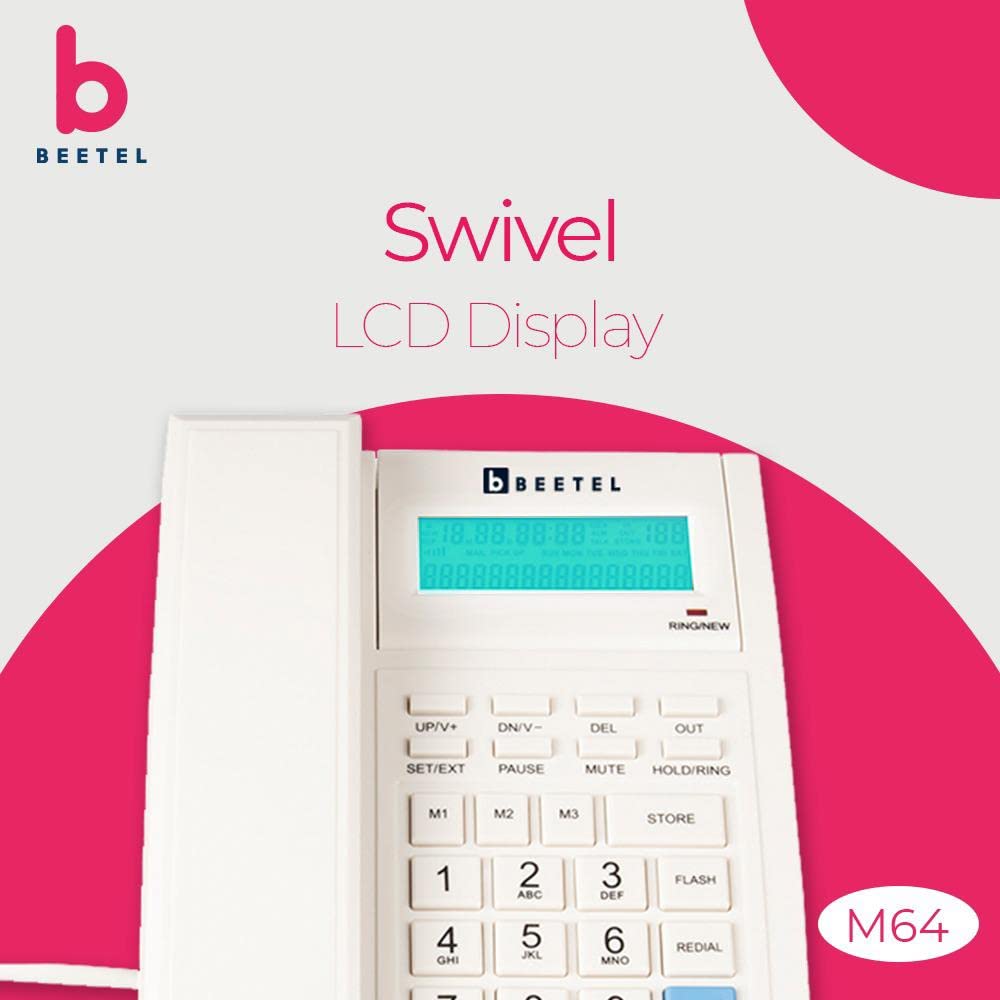 Beetel M64 | Caller ID Corded Telephone with Speakerphone - Desk / Wall mount