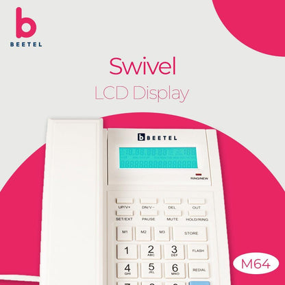 Beetel M64 | Caller ID Corded Telephone with Speakerphone - Desk / Wall mount