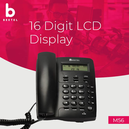Beetel M56 | Caller ID Corded Telephone with Speakerphone - Desk / Wall mount