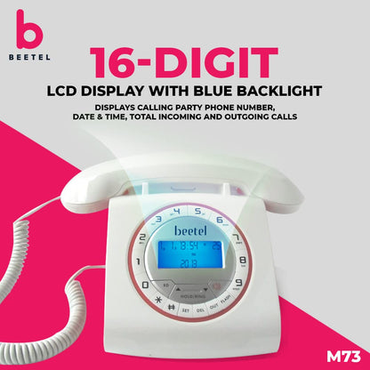 Beetel M73 | Retro Style Caller ID Corded Telephone with Speakerphone