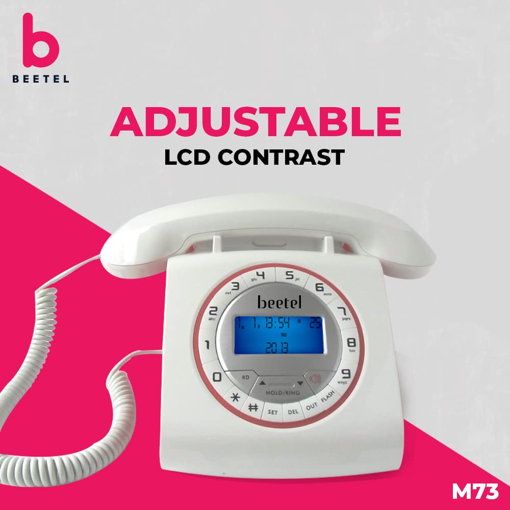 Beetel M73 | Retro Style Caller ID Corded Telephone with Speakerphone