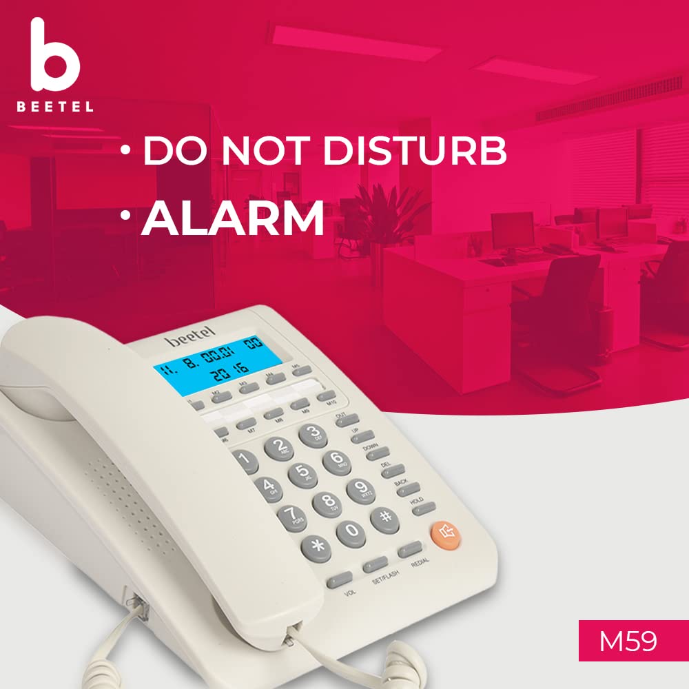 Beetel M59 | Caller ID Corded Telephone with Speakerphone - Desk / Wall mount