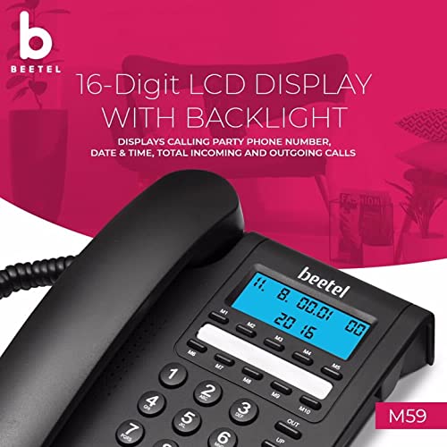 Beetel M59 | Caller ID Corded Telephone with Speakerphone - Desk / Wall mount