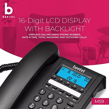 Beetel M59 | Caller ID Corded Telephone with Speakerphone - Desk / Wall mount