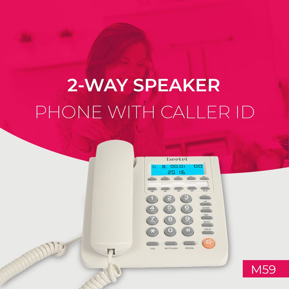 Beetel M59 | Caller ID Corded Telephone with Speakerphone - Desk / Wall mount