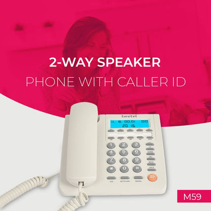 Beetel M59 | Caller ID Corded Telephone with Speakerphone - Desk / Wall mount