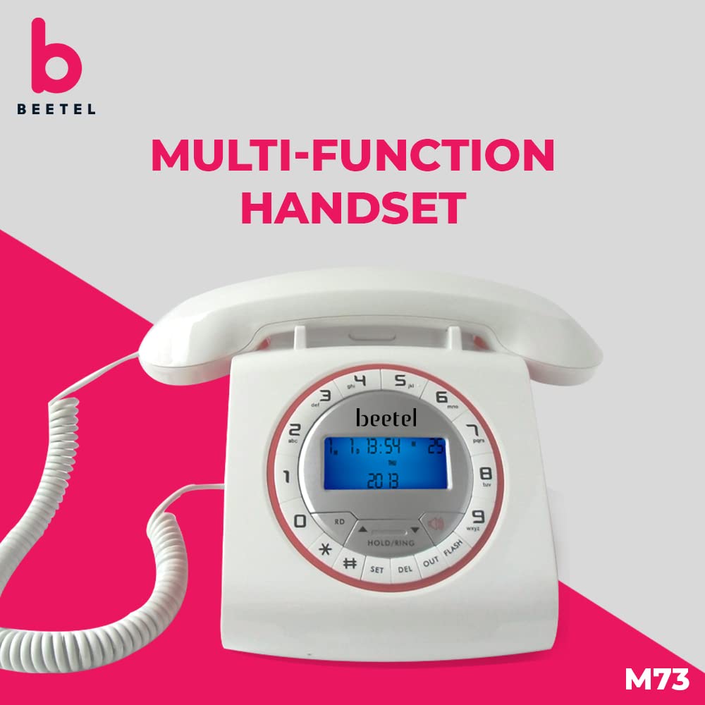 Beetel M73 | Retro Style Caller ID Corded Telephone with Speakerphone