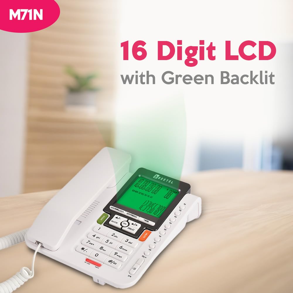 Beetel M71N | Caller ID Corded Telephone with Speakerphone - Desk / Wall mount