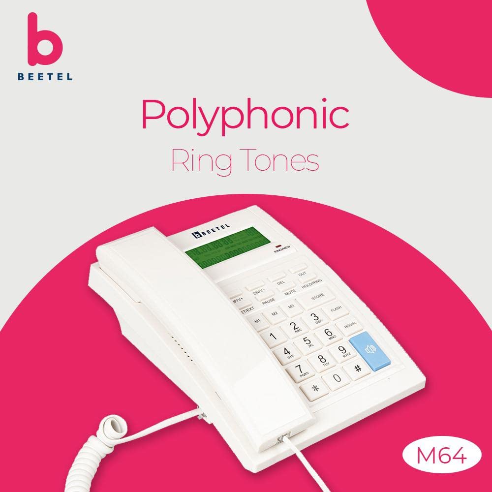 Beetel M64 | Caller ID Corded Telephone with Speakerphone - Desk / Wall mount
