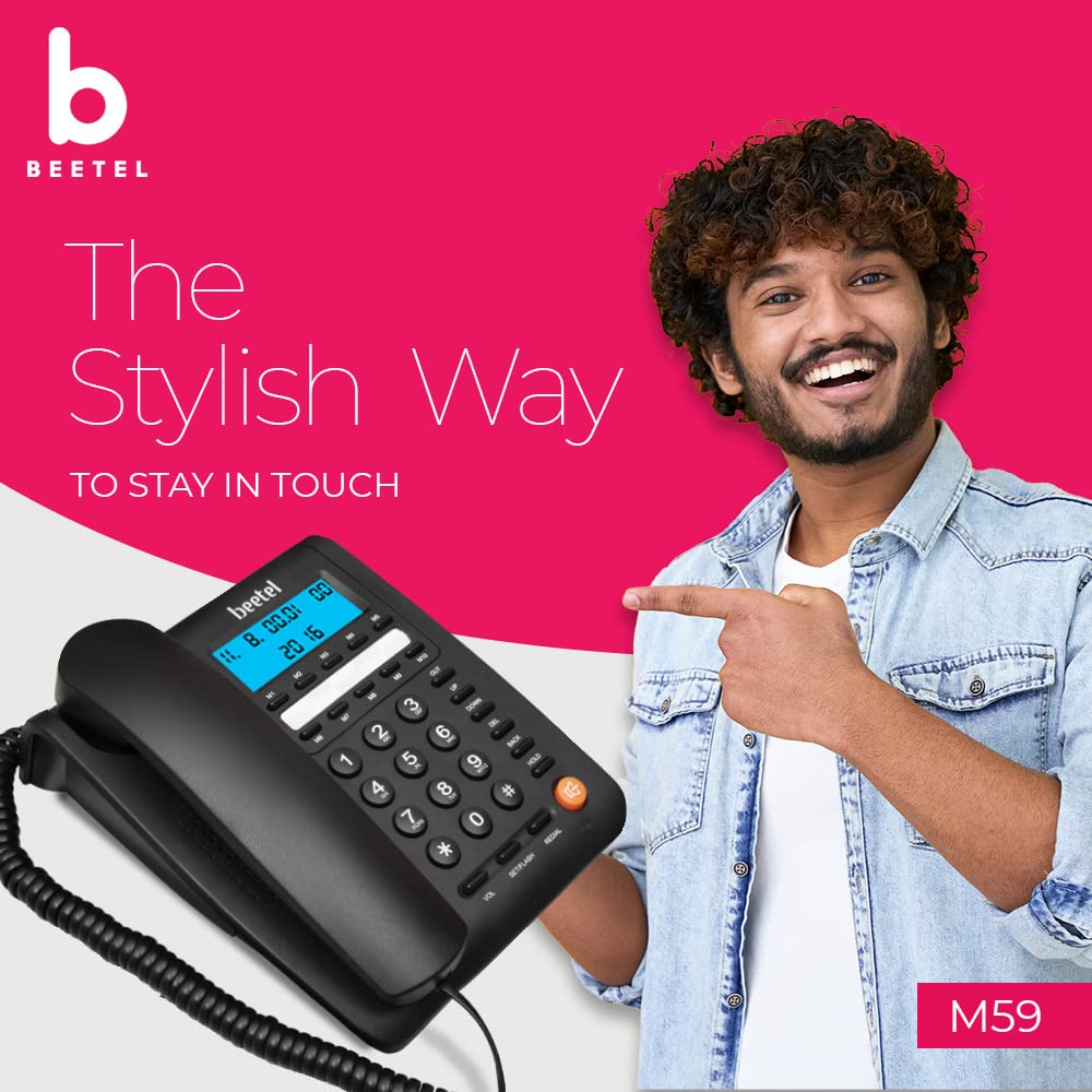 Beetel M59 | Caller ID Corded Telephone with Speakerphone - Desk / Wall mount