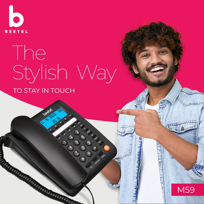 Beetel M59 | Caller ID Corded Telephone with Speakerphone - Desk / Wall mount