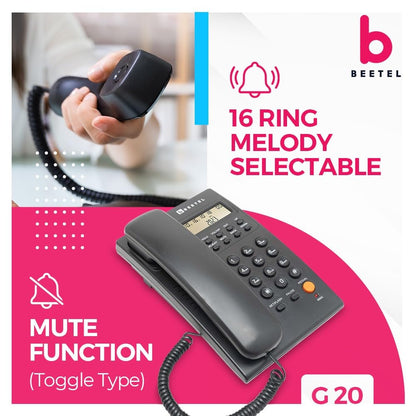 Beetel G20 | Caller ID Corded Telephone - Desk / Wall mount