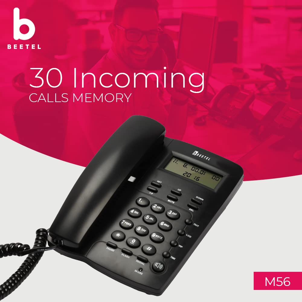 Beetel M56 | Caller ID Corded Telephone with Speakerphone - Desk / Wall mount
