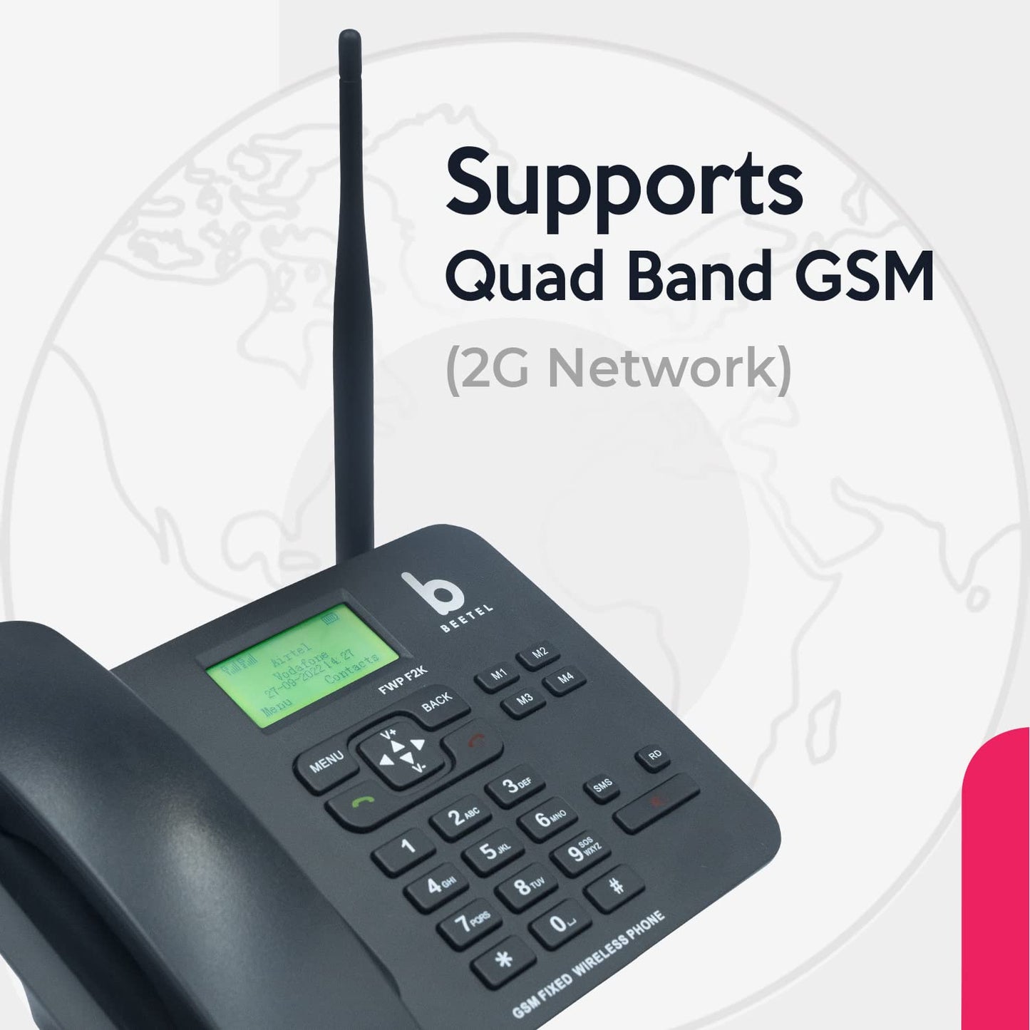 Beetel F2K | Dual SIM GSM Fixed Wireless Phone with Speakerphone and SMS