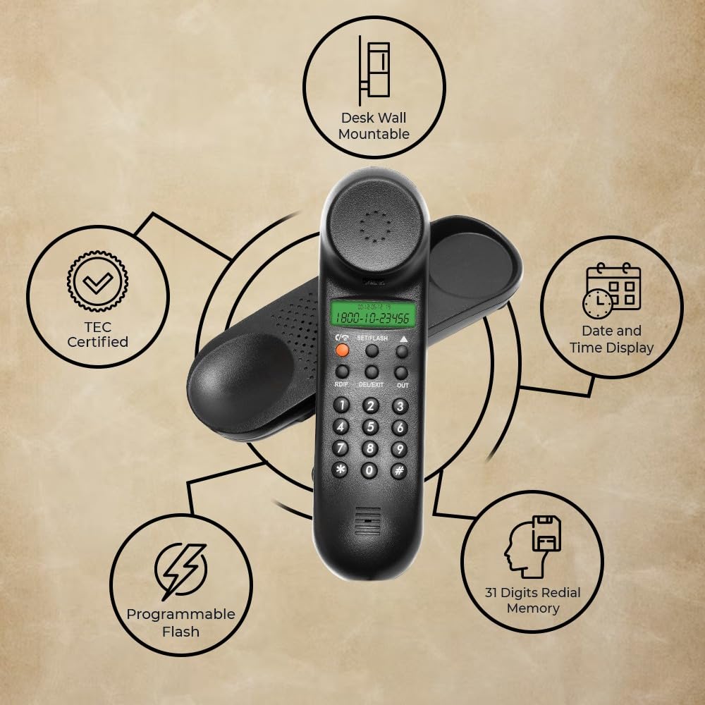 Beetel M25 | Caller ID Corded Telephone - Desk / Wall mount