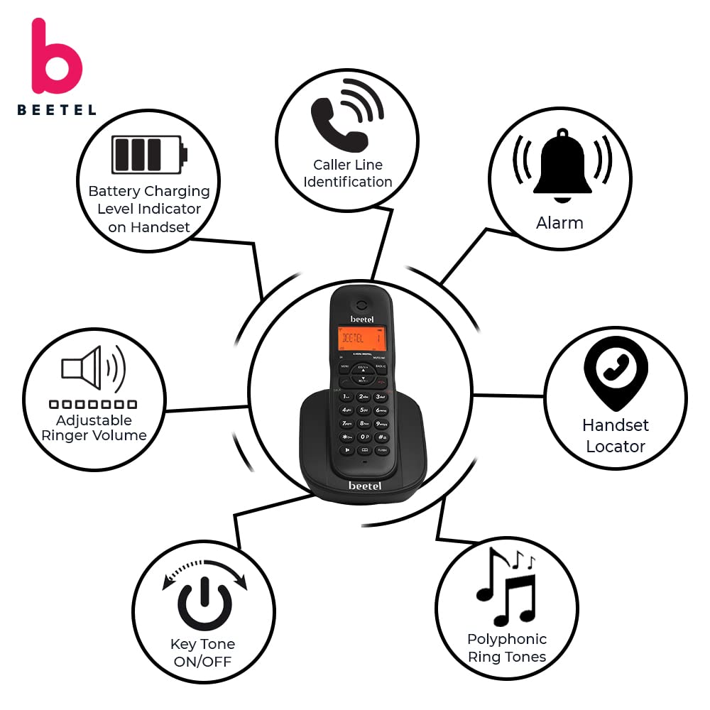Beetel X73 | 2.4 GHz Digital Cordless Phone with Caller ID