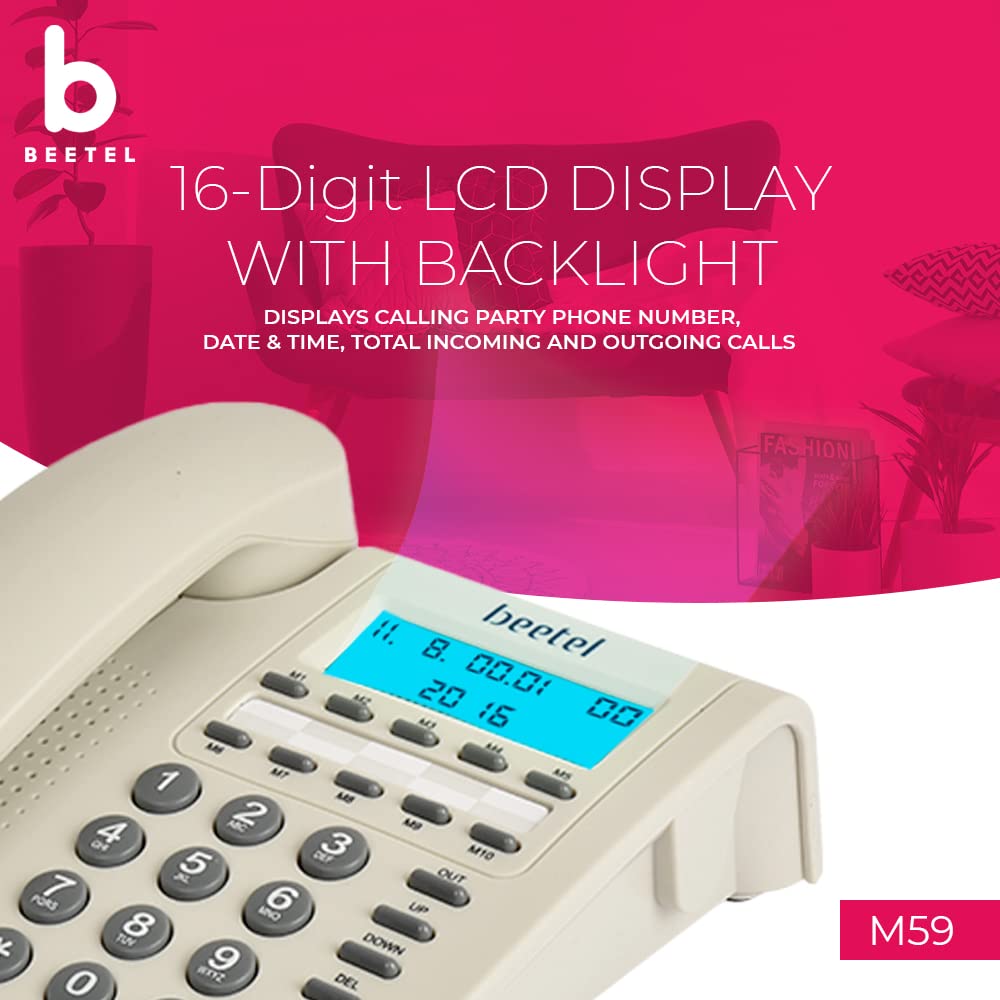Beetel M59 | Caller ID Corded Telephone with Speakerphone - Desk / Wall mount