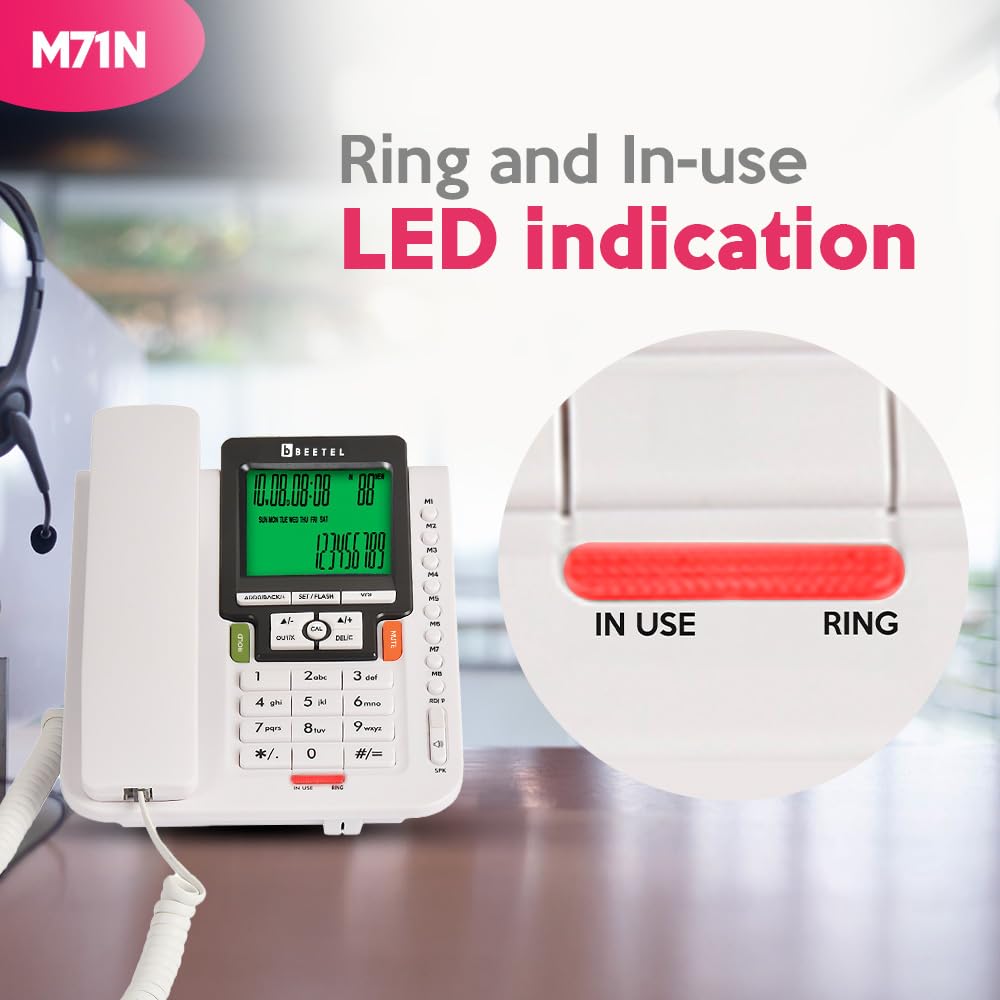 Beetel M71N | Caller ID Corded Telephone with Speakerphone - Desk / Wall mount