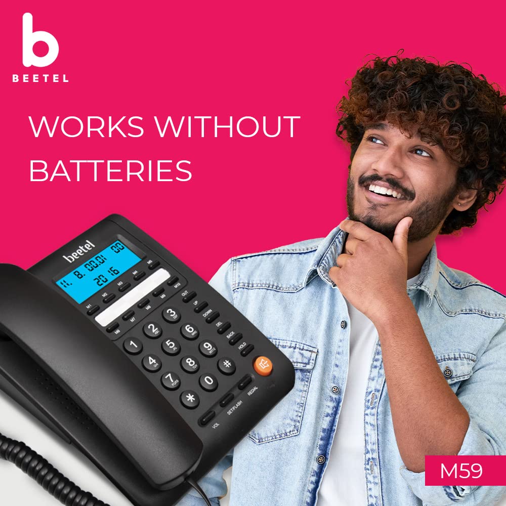 Beetel M59 | Caller ID Corded Telephone with Speakerphone - Desk / Wall mount