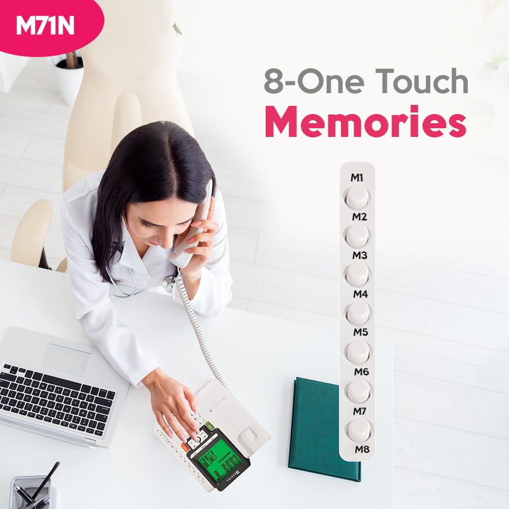 Beetel M71N | Caller ID Corded Telephone with Speakerphone - Desk / Wall mount