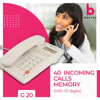 Beetel G20 | Caller ID Corded Telephone - Desk / Wall mount