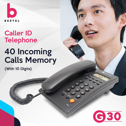 Beetel G30 | Caller ID Corded Telephone with Speakerphone - Desk / Wall mount