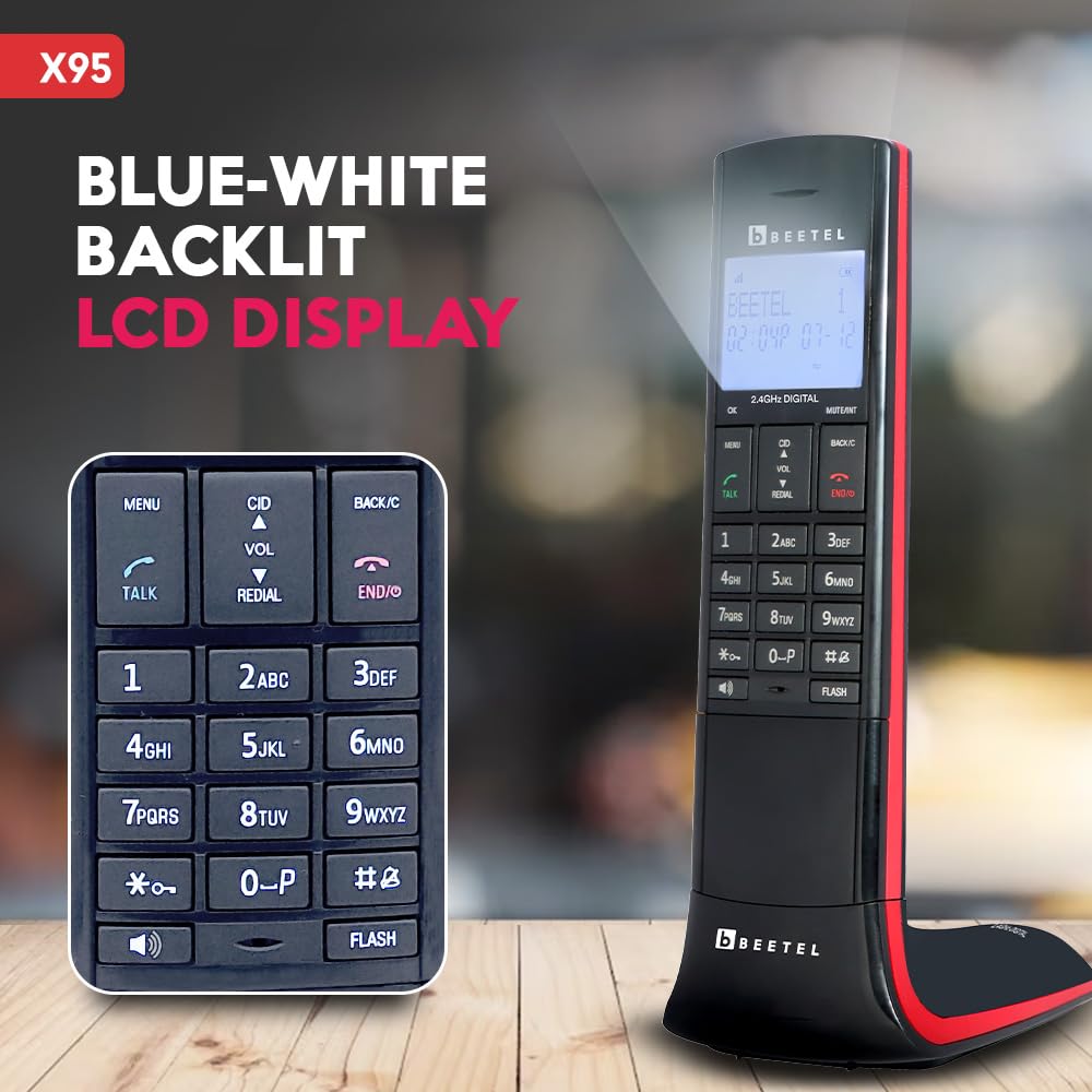 Beetel X95 | Designer 2.4 GHz Digital Cordless Phone with Caller ID and Speakerphone