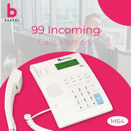 Beetel M64 | Caller ID Corded Telephone with Speakerphone - Desk / Wall mount