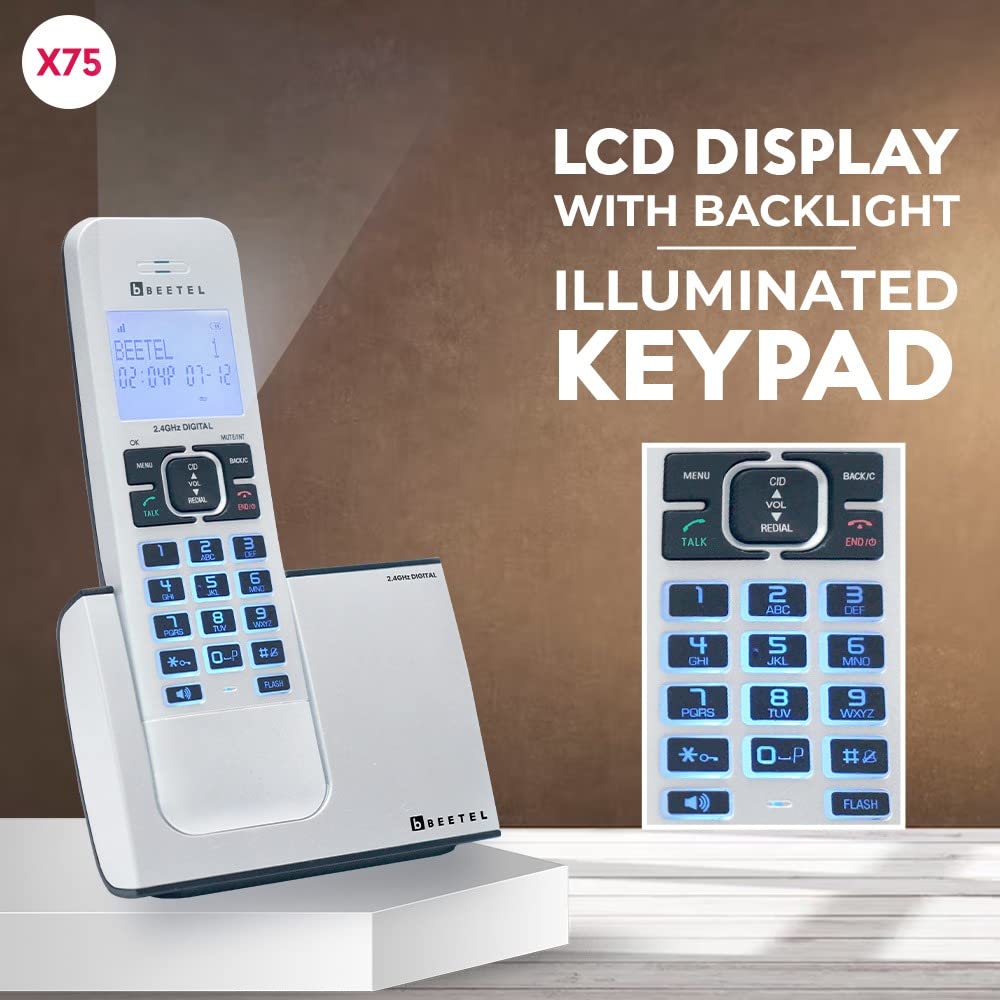 Beetel X75 | 2.4 GHz Digital Cordless Phone with Caller ID and Speakerphone