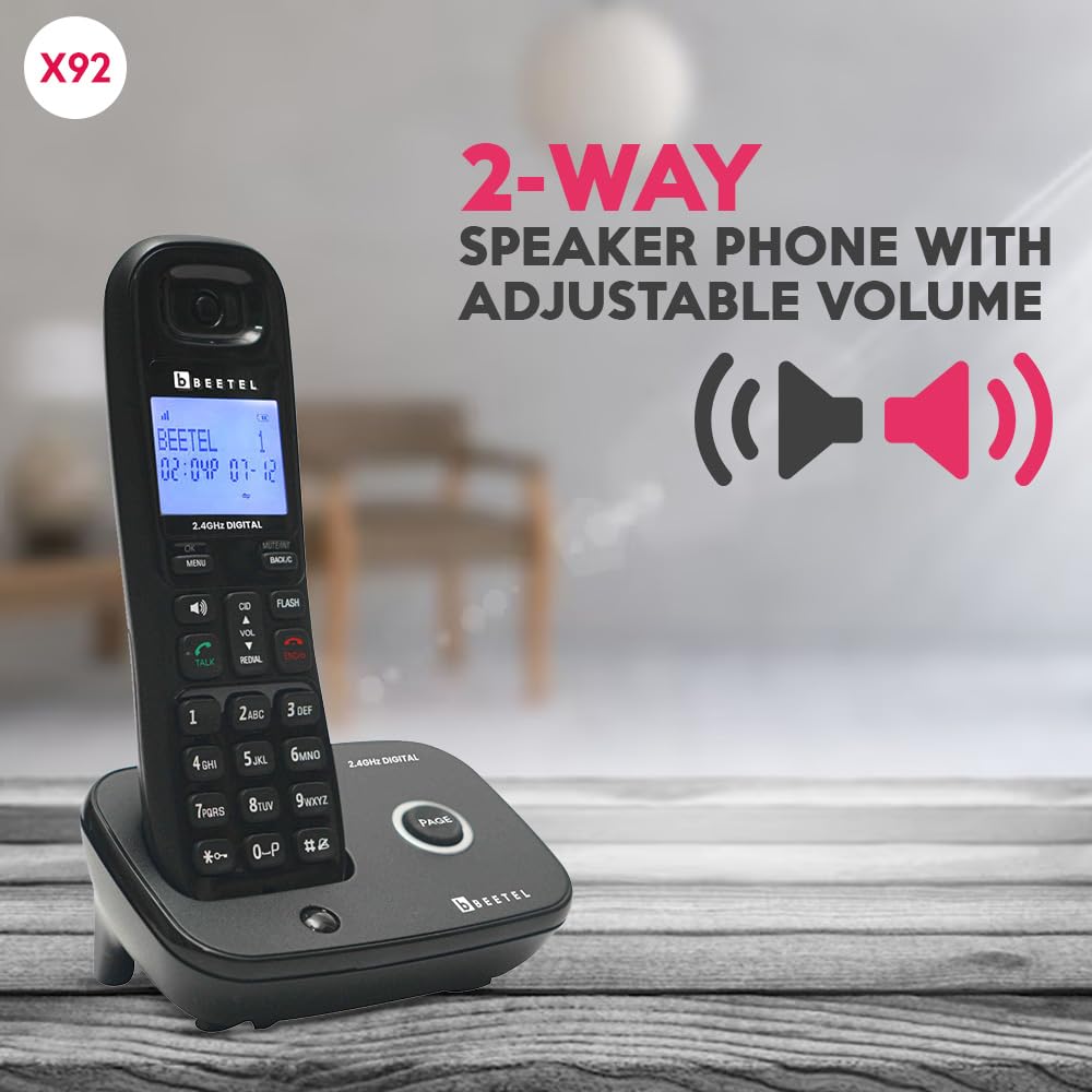 Beetel X92 | 2.4 GHz Digital Cordless Phone with Caller ID and Speakerphone