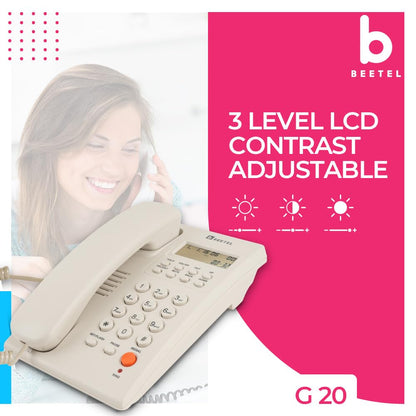 Beetel G20 | Caller ID Corded Telephone - Desk / Wall mount