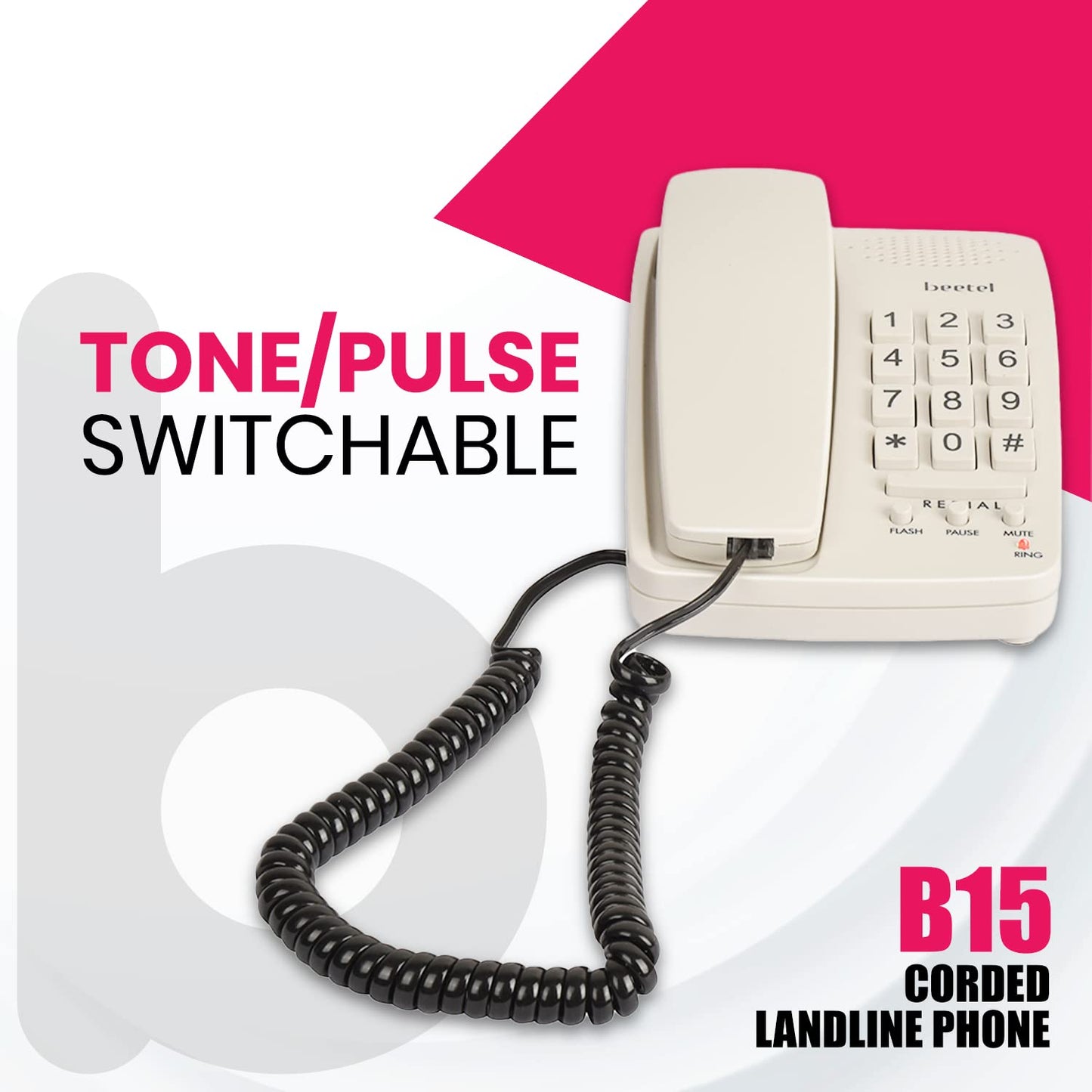Beetel B15 | Basic Corded Telephone - Desk / Wall mount