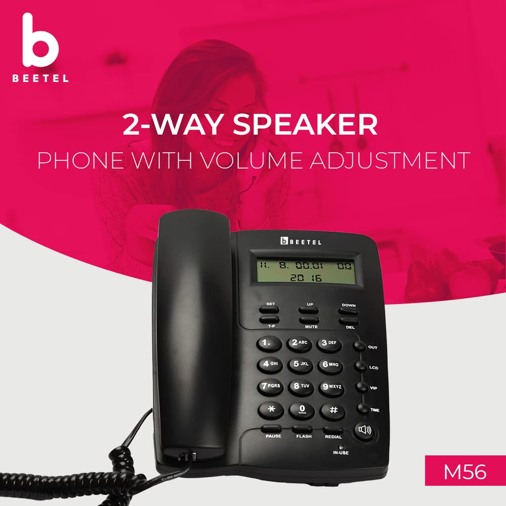 Beetel M56 | Caller ID Corded Telephone with Speakerphone - Desk / Wall mount