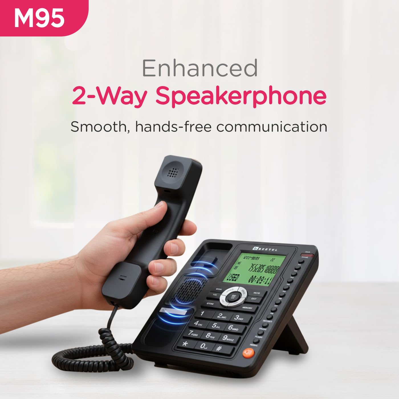 Beetel M95 | Premium Caller ID Corded Telephone with Speakerphone