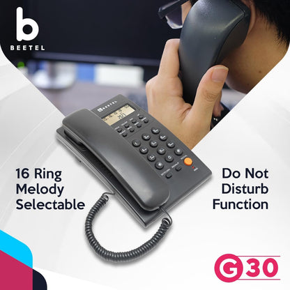 Beetel G30 | Caller ID Corded Telephone with Speakerphone - Desk / Wall mount