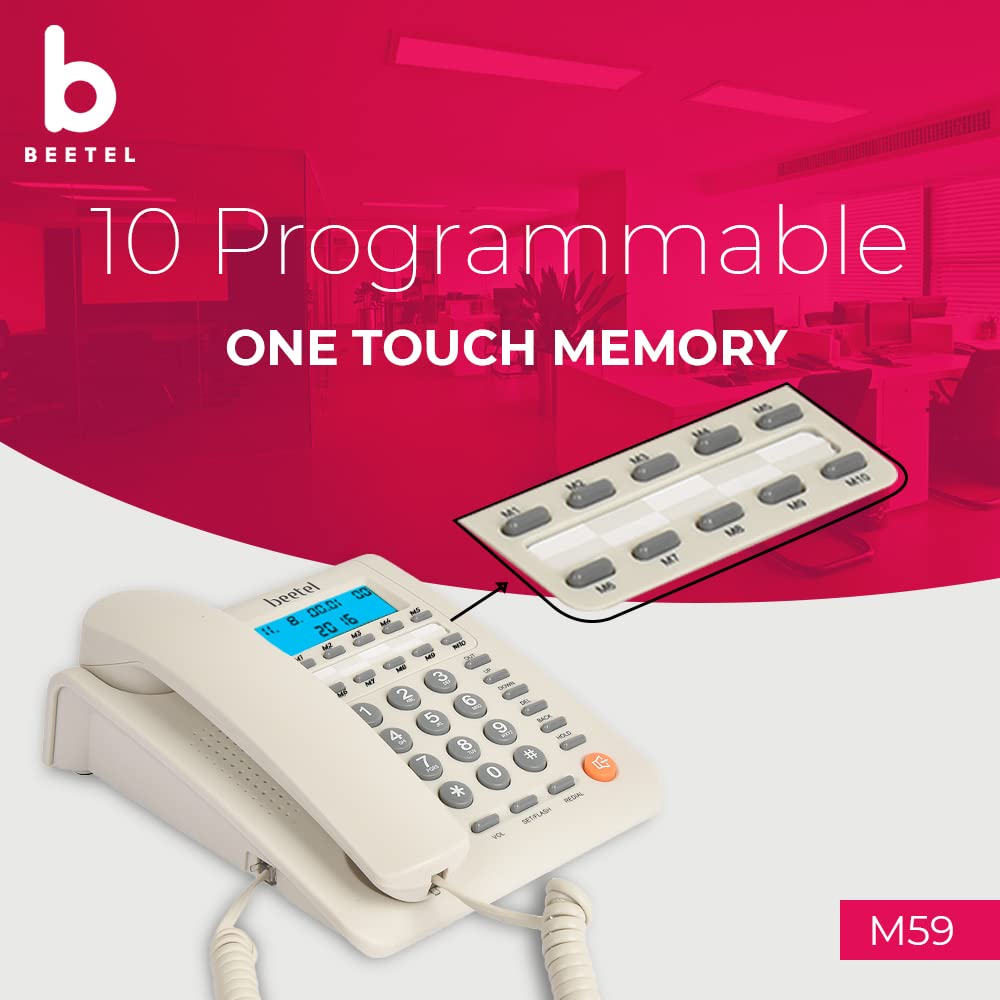 Beetel M59 | Caller ID Corded Telephone with Speakerphone - Desk / Wall mount