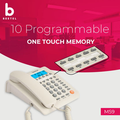Beetel M59 | Caller ID Corded Telephone with Speakerphone - Desk / Wall mount