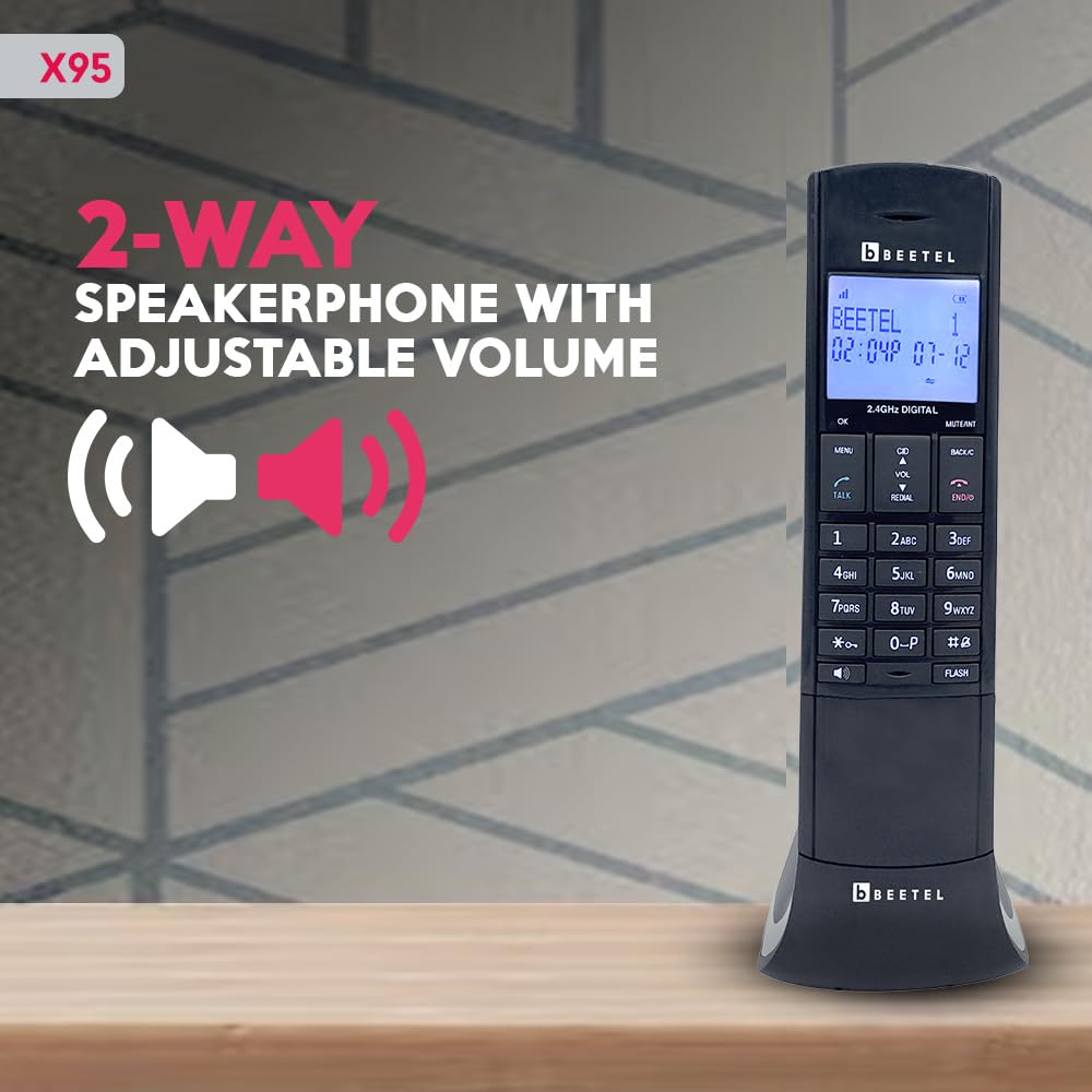 Beetel X95 | Designer 2.4 GHz Digital Cordless Phone with Caller ID and Speakerphone