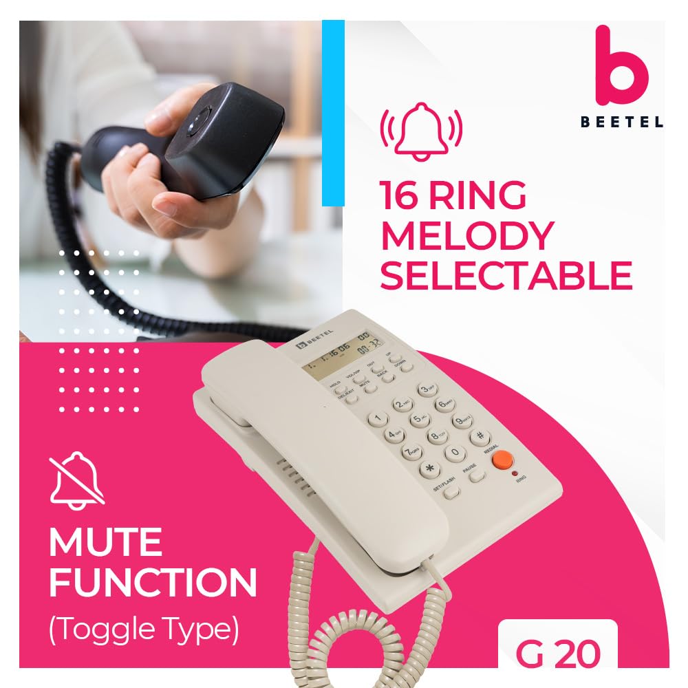 Beetel G20 | Caller ID Corded Telephone - Desk / Wall mount