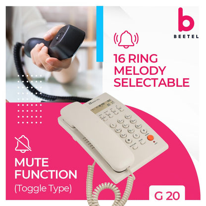 Beetel G20 | Caller ID Corded Telephone - Desk / Wall mount