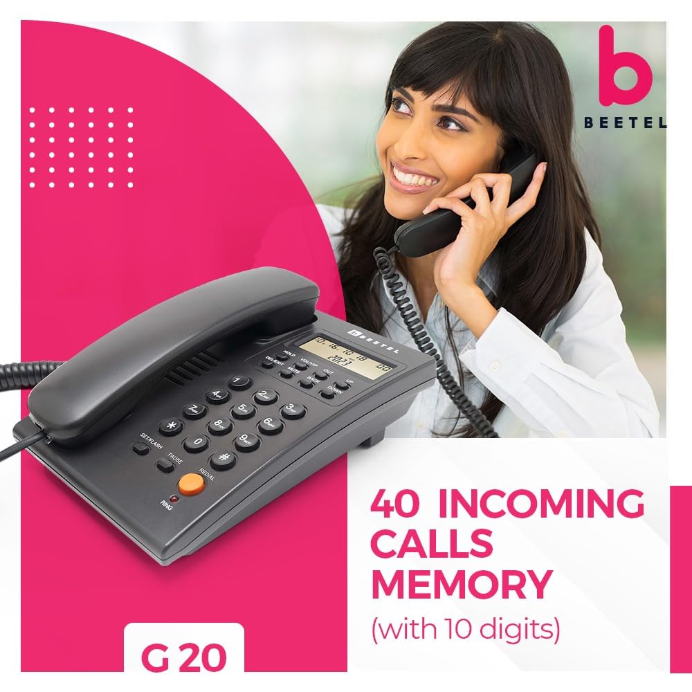 Beetel G20 | Caller ID Corded Telephone - Desk / Wall mount