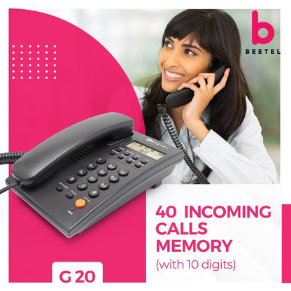 Beetel G20 | Caller ID Corded Telephone - Desk / Wall mount
