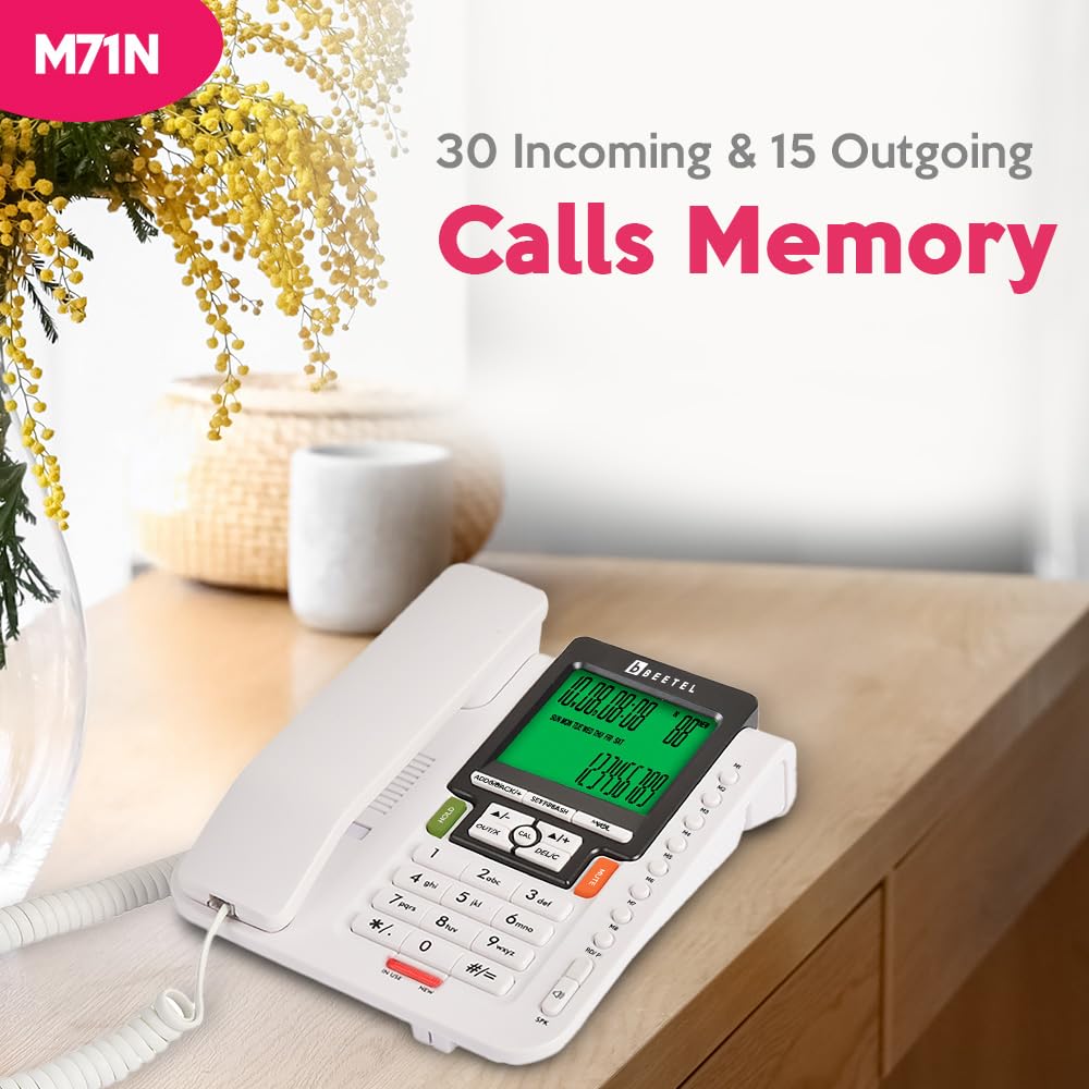 Beetel M71N | Caller ID Corded Telephone with Speakerphone - Desk / Wall mount