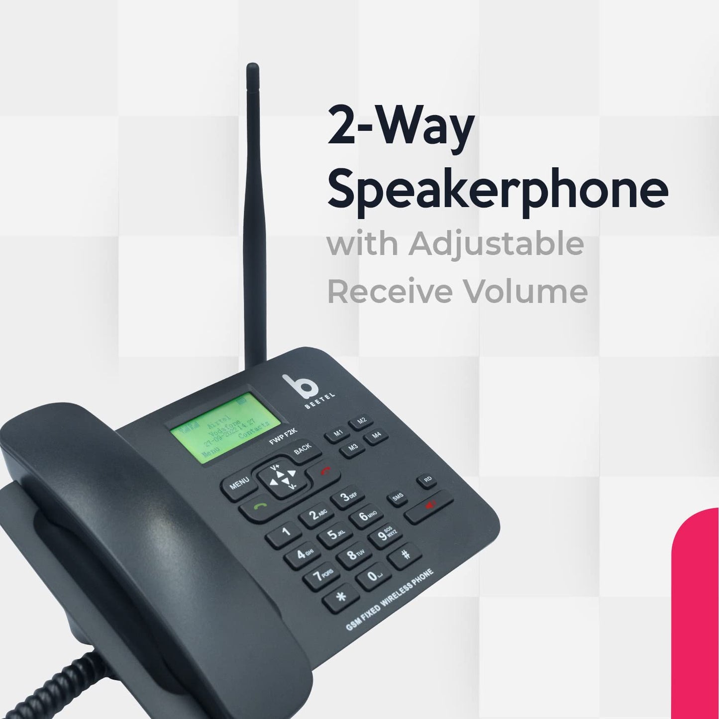 Beetel F2K | Dual SIM GSM Fixed Wireless Phone with Speakerphone and SMS