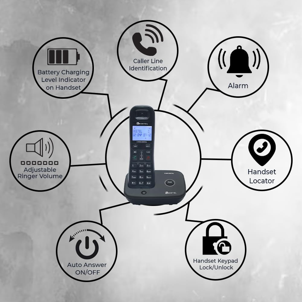 Beetel X92 | 2.4 GHz Digital Cordless Phone with Caller ID and Speakerphone