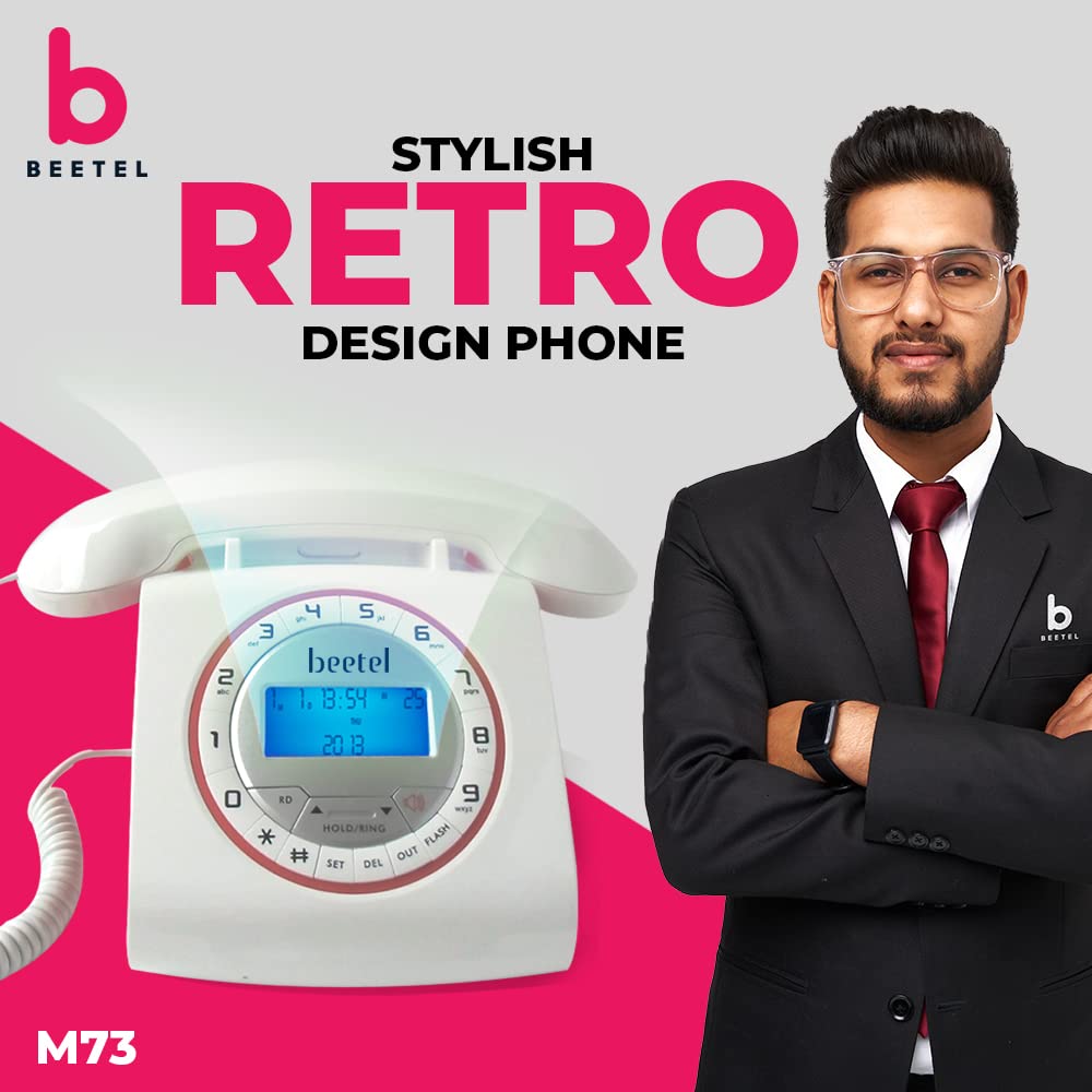 Beetel M73 | Retro Style Caller ID Corded Telephone with Speakerphone