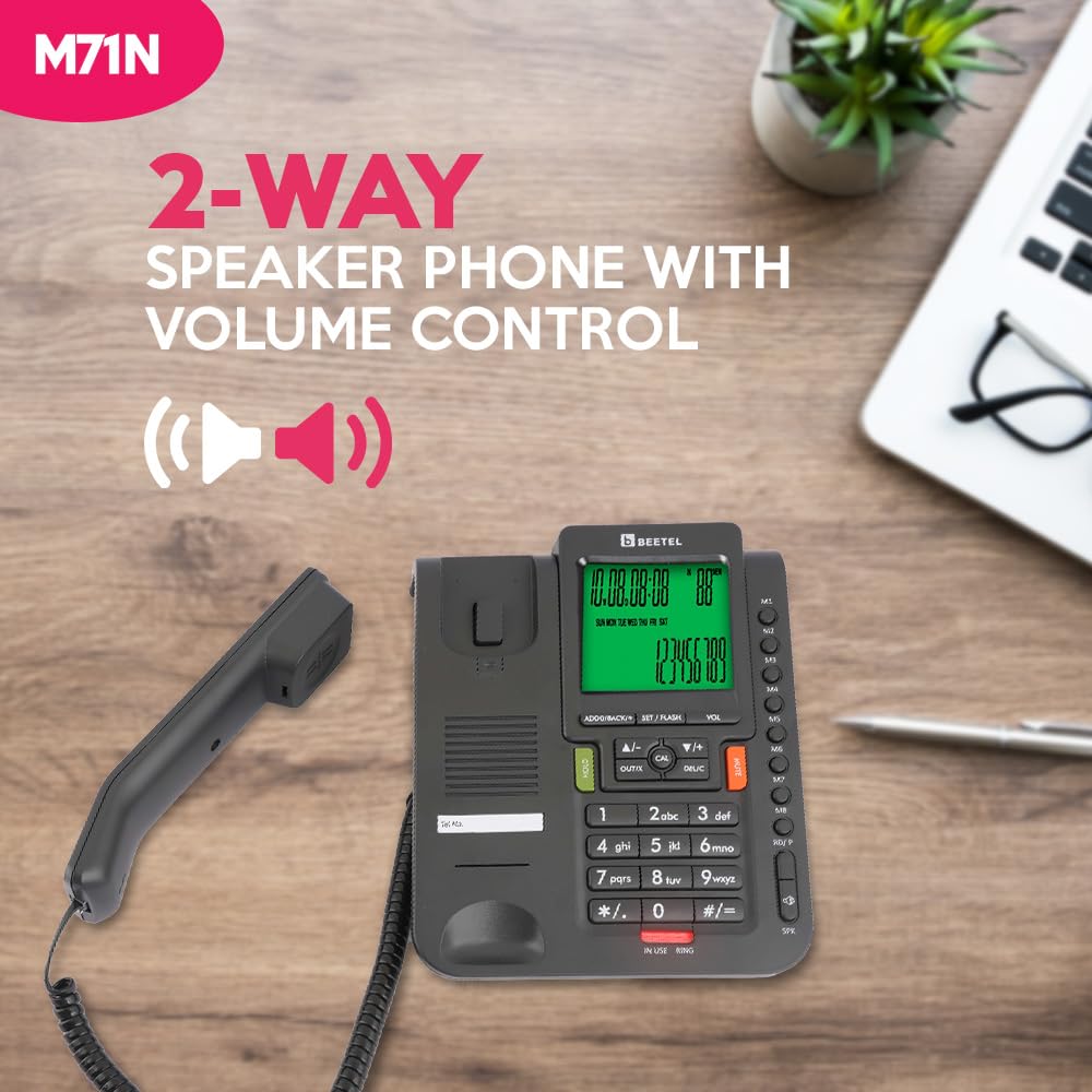 Beetel M71N | Caller ID Corded Telephone with Speakerphone - Desk / Wall mount