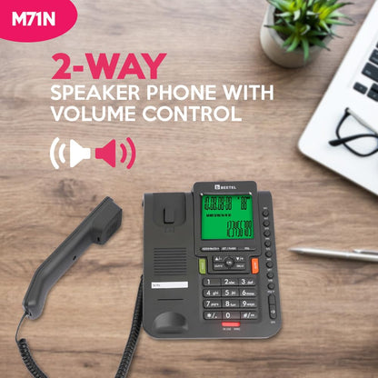 Beetel M71N | Caller ID Corded Telephone with Speakerphone - Desk / Wall mount